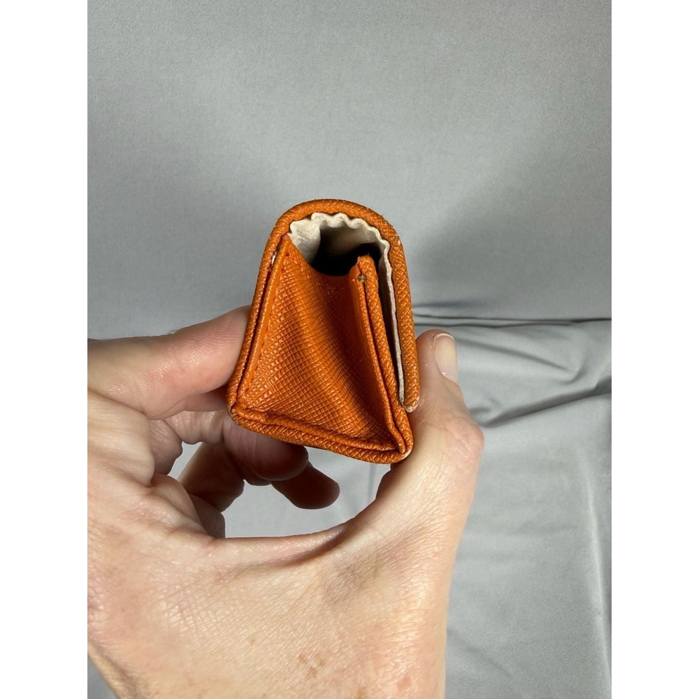 Tory Burch Saffiano Leather Orange Sunglasses Eyeglasses Hard Case Gold Logo - Picture 3 of 8
